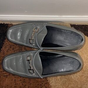 Gucci Grey Leather Loafers – Men’s Size 39 Sold As-Is